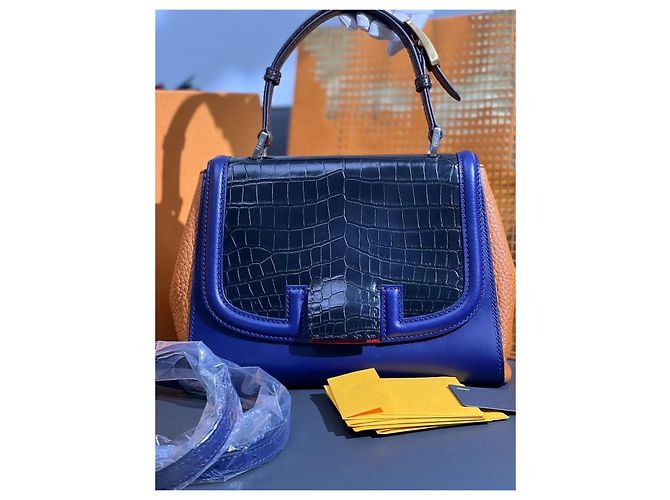 Borsa Fendi in pelle di coccodrillo blu - vista 6