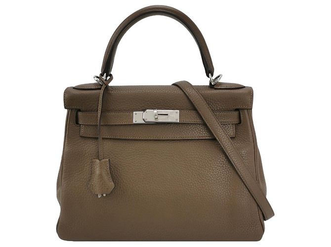 Borsa a mano Hermès Lovecraft 28 pelle Togo grigio - vista 3
