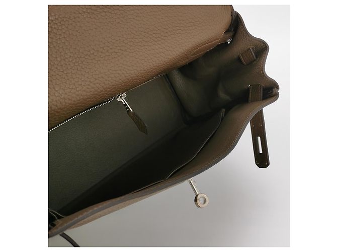 Borsa a mano Hermès Lovecraft 28 pelle Togo grigio - vista 8
