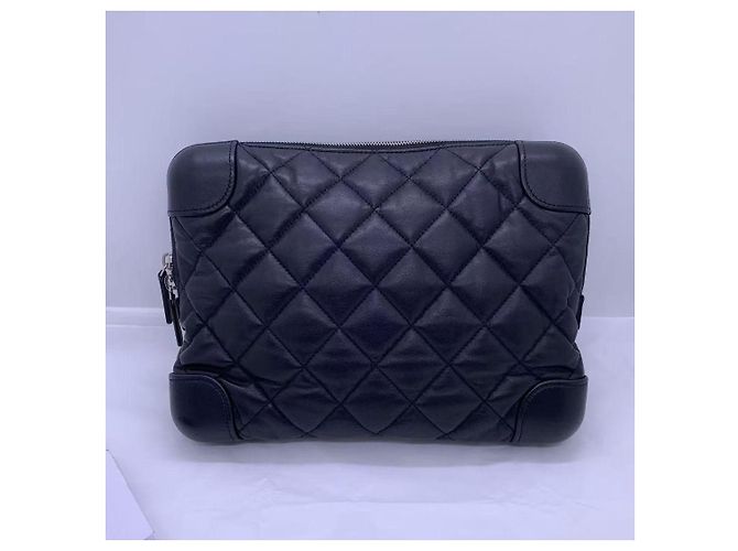 Borsa Chanel CC Classic Trunk Case in pelle di agnello trapuntata nera Nero - vista 2
