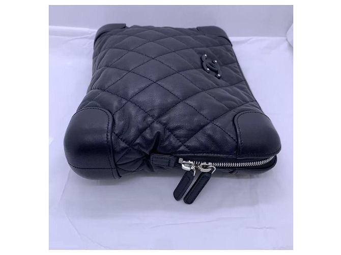 Borsa Chanel CC Classic Trunk Case in pelle di agnello trapuntata nera Nero - vista 3