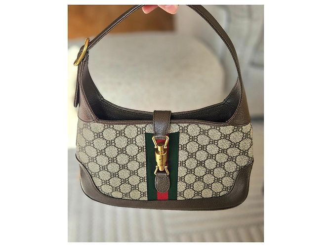 Borsa Balenciaga x Gucci in tela monogrammata Marrone Rosso Beige Verde - vista 11
