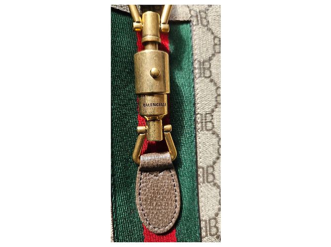 Borsa Balenciaga x Gucci in tela monogrammata Marrone Rosso Beige Verde - vista 15