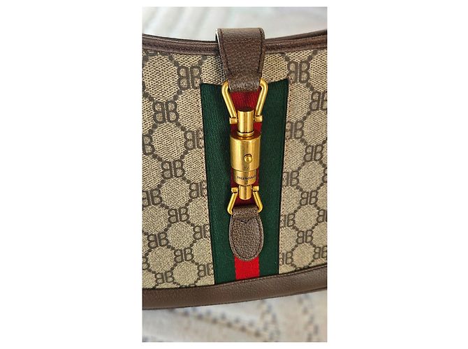Borsa Balenciaga x Gucci in tela monogrammata Marrone Rosso Beige Verde - vista 5