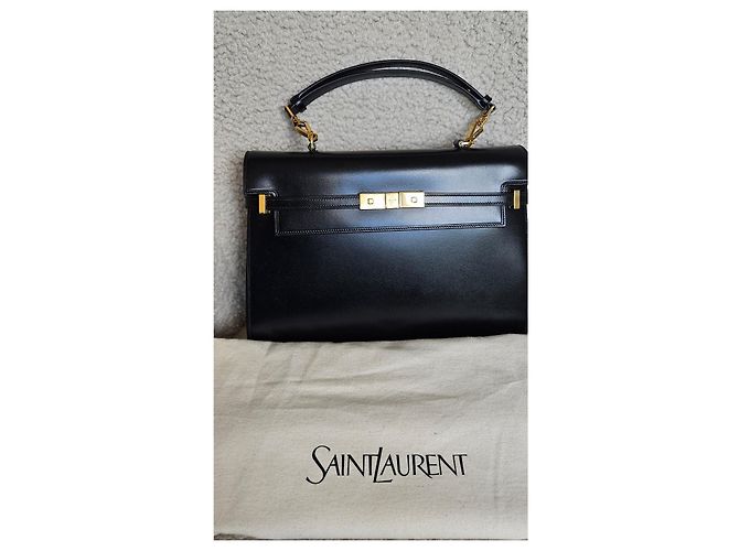 Saint Laurent schwarze Lederhandtasche mit Henkel - Ansicht 3