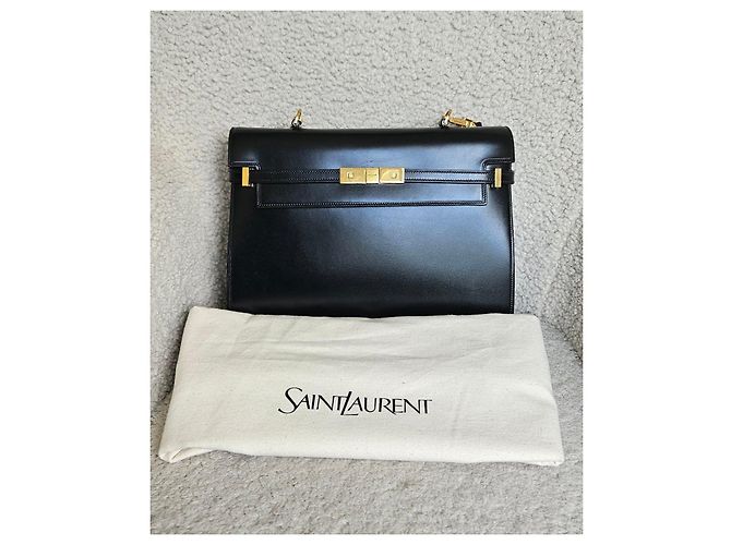 Saint Laurent schwarze Lederhandtasche mit Henkel - Ansicht 4