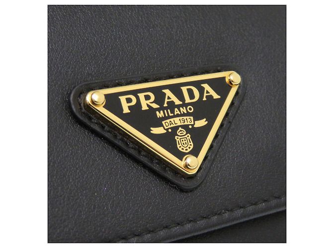 Billetera Tri-Fold Triangle Saffiano de Prada Negro - vista 8