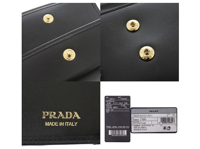 Billetera Tri-Fold Triangle Saffiano de Prada Negro - vista 9
