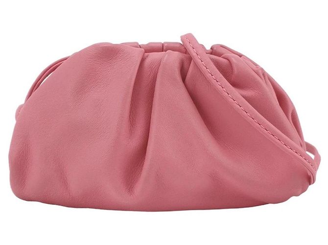 Mini portafoglio Bottega Veneta Cloud rosa in agnello - vista 2