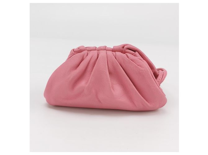 Mini portafoglio Bottega Veneta Cloud rosa in agnello - vista 5