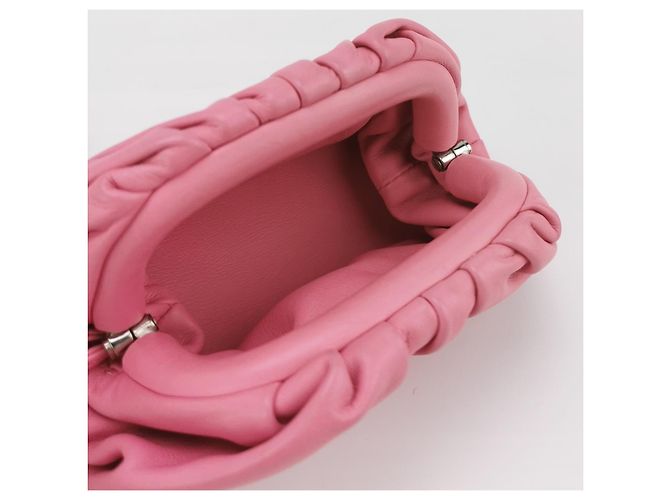 Mini portafoglio Bottega Veneta Cloud rosa in agnello - vista 7