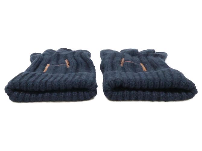Guanti in cashmere e seta H Torsade di Hermès Blu navy - vista 3