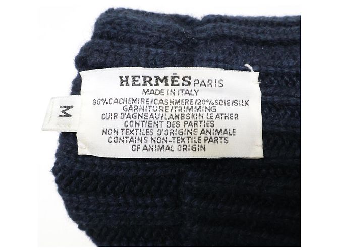 Guanti in cashmere e seta H Torsade di Hermès Blu navy - vista 7