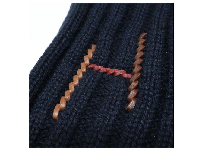 Guanti in cashmere e seta H Torsade di Hermès Blu navy - vista 8