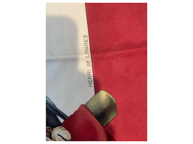 Hermès Seidenschal Jagdflug Weiß Rot Mehrfarben - Ansicht 2