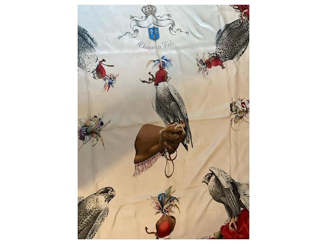 Hermès Seidenschal Jagdflug Weiß Rot Mehrfarben - Ansicht 6