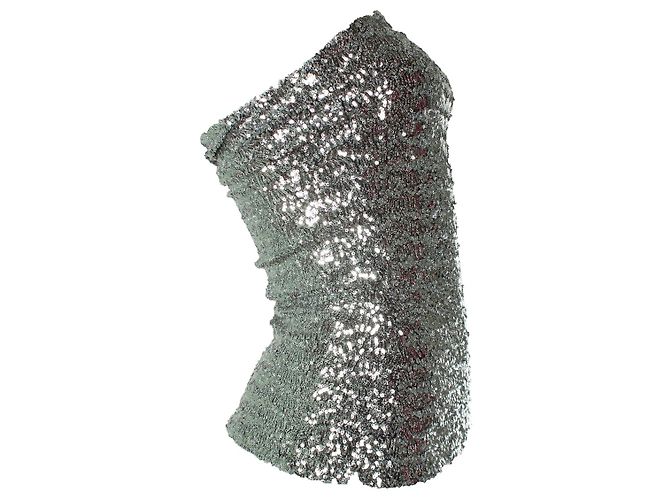 Isabel Marant, blusa de um ombro com lantejoulas Prata Metálico - vista 4