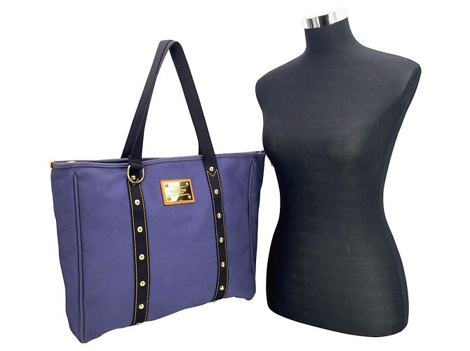 Louis Vuitton Stofftasche Antigua Blau - Ansicht 2