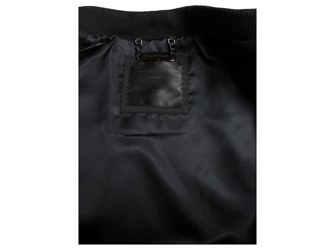 Philipp Plein, Wollfleece-Bomber Schwarz - Ansicht 7
