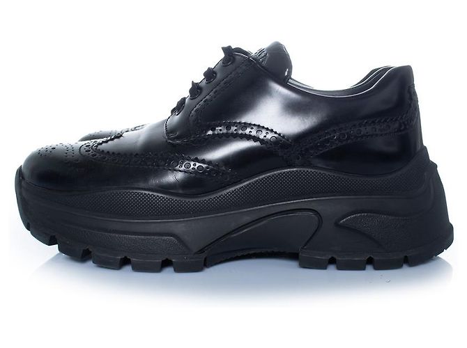 Prada, sneakers brogue chunky in nero - vista 2