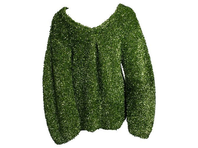 Dries van Noten, Suéter verde oversized de lamé - vista 2