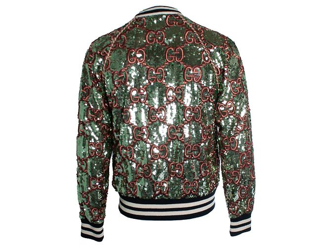Gucci, Bomber interamente in paillettes oro e rosa Multicolore - vista 2