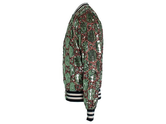 Gucci, Bomber interamente in paillettes oro e rosa Multicolore - vista 4