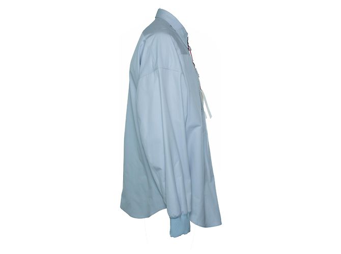 Alexander McQueen, Giacca camicia azzurra con zip Blu - vista 3