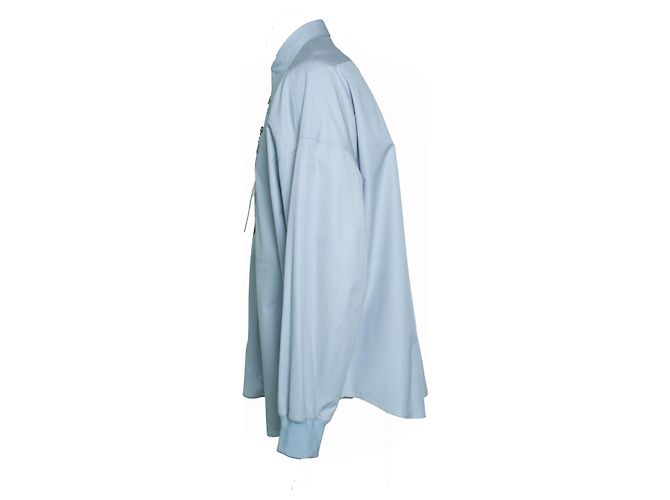 Alexander McQueen, Giacca camicia azzurra con zip Blu - vista 4