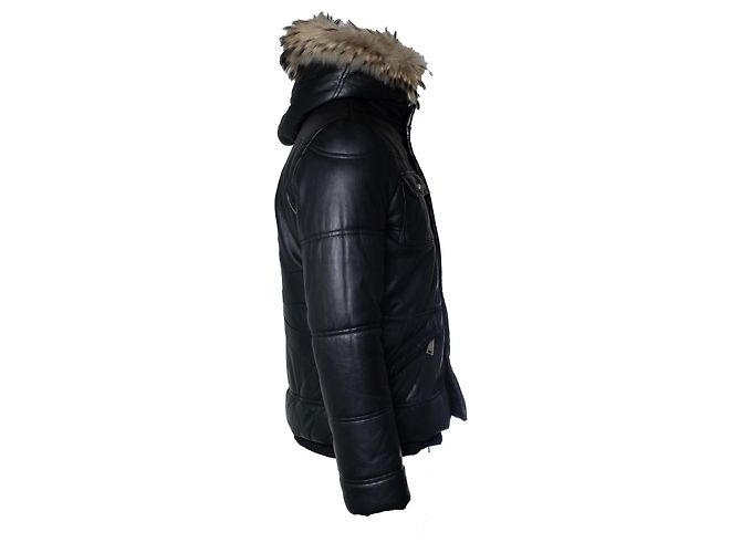 Philipp Plein, bomber in pelle con cappuccio e pelliccia Nero - vista 4