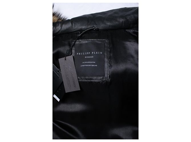 Philipp Plein, bomber in pelle con cappuccio e pelliccia Nero - vista 7