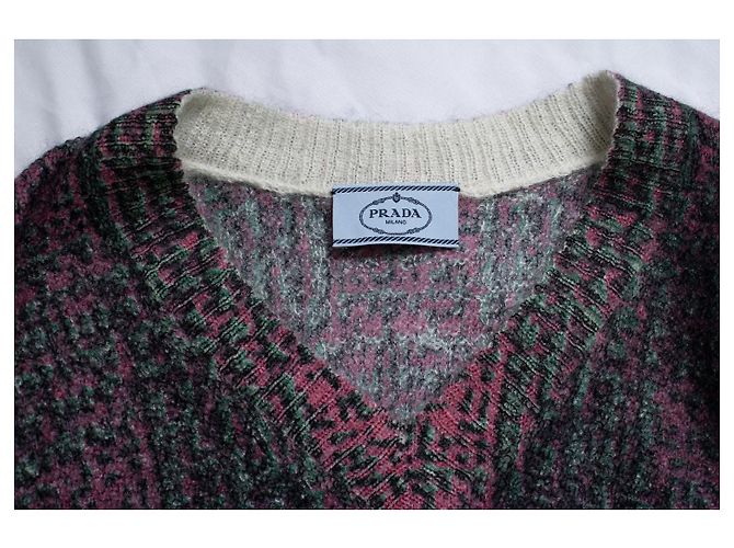 Suéter de V rosa e verde estampado da Prada Multicor - vista 7