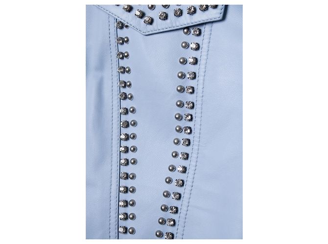 Philipp Plein, hellblaue Lederjacke mit Nieten - Ansicht 5