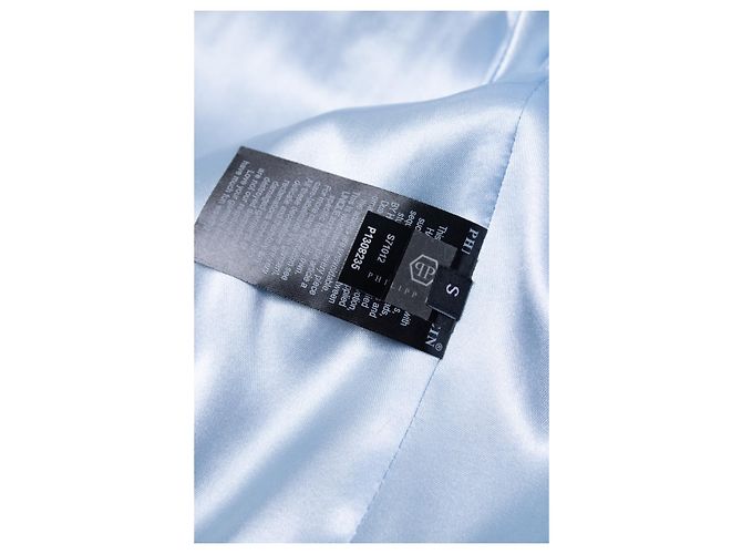 Philipp Plein, hellblaue Lederjacke mit Nieten - Ansicht 6