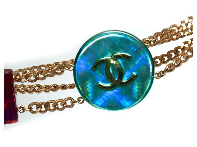 Cintura a catena iridescente multicolore Chanel - vista 4