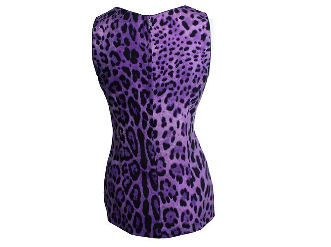Top sin mangas con estampado de leopardo Dolce & Gabbana Púrpura - vista 2