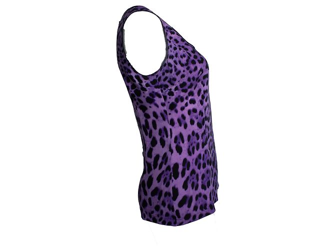 Top sin mangas con estampado de leopardo Dolce & Gabbana Púrpura - vista 3