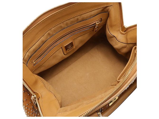 Mini Boston 2WAY in pelle PVC con logo MCM Marrone - vista 7