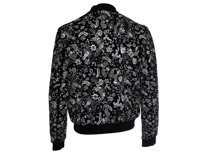 Saint Laurent, Bomber teddy in velluto cristallo 2018 Nero - vista 3