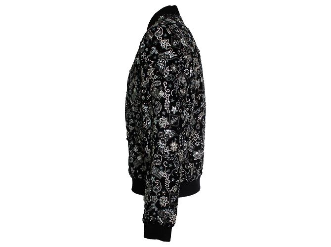 Saint Laurent, Bomber teddy in velluto cristallo 2018 Nero - vista 4