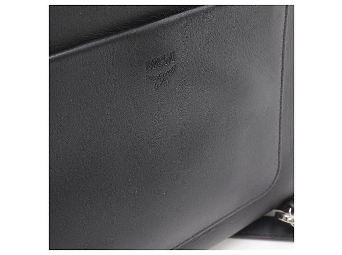 MCM Visetos Logo Backpack Coated Canvas Leather Black - view 4
