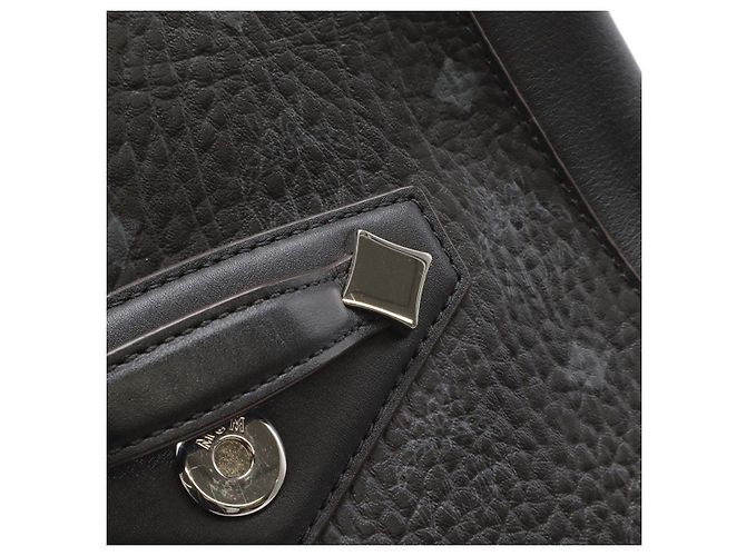 MCM Visetos Logo Backpack Coated Canvas Leather Black - view 7