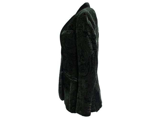 Etro, blazer de terciopelo verde con estampado paisley - vista 2
