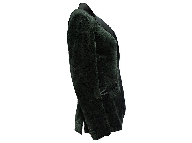 Etro, blazer de terciopelo verde con estampado paisley - vista 4