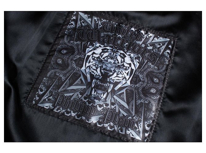 Philipp Plein, jaqueta de couro em caqui Verde - vista 6