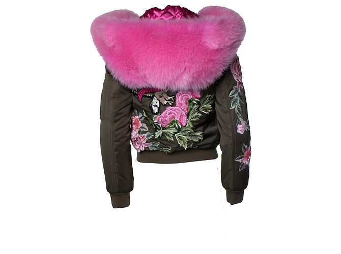 Philipp Plein, jaqueta bomber com capuz e bordado floral Multicor - vista 2