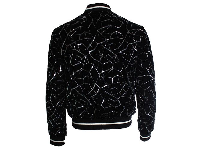 Giacca bomber argento Teddy tangle Saint Laurent 2019 Nero - vista 2