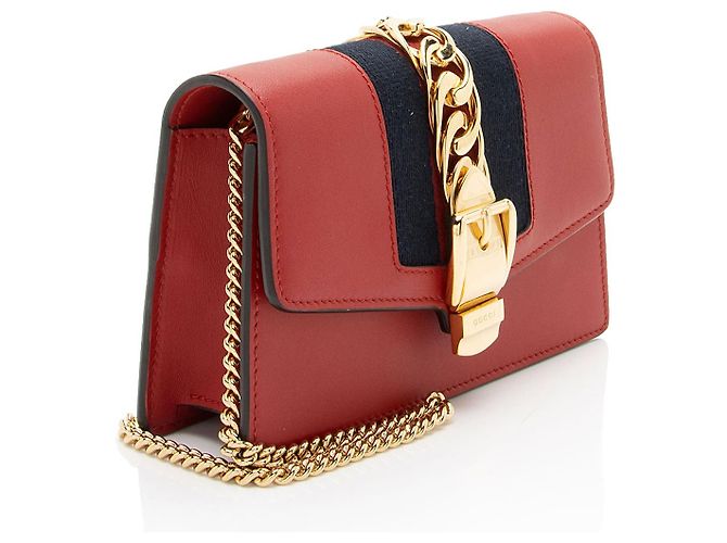 Gucci Leather Sylvie Super Mini Bag Rosso - vista 2