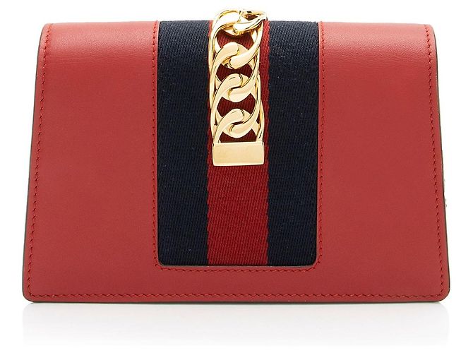 Gucci Leather Sylvie Super Mini Bag Rosso - vista 3