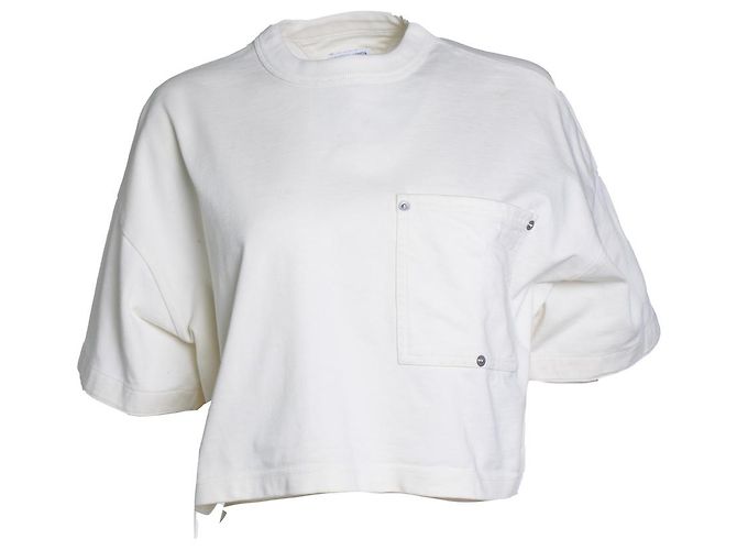 Bottega Veneta, cremefarbener Baumwollpullover mit Rundhalsausschnitt Weiß - Ansicht 5